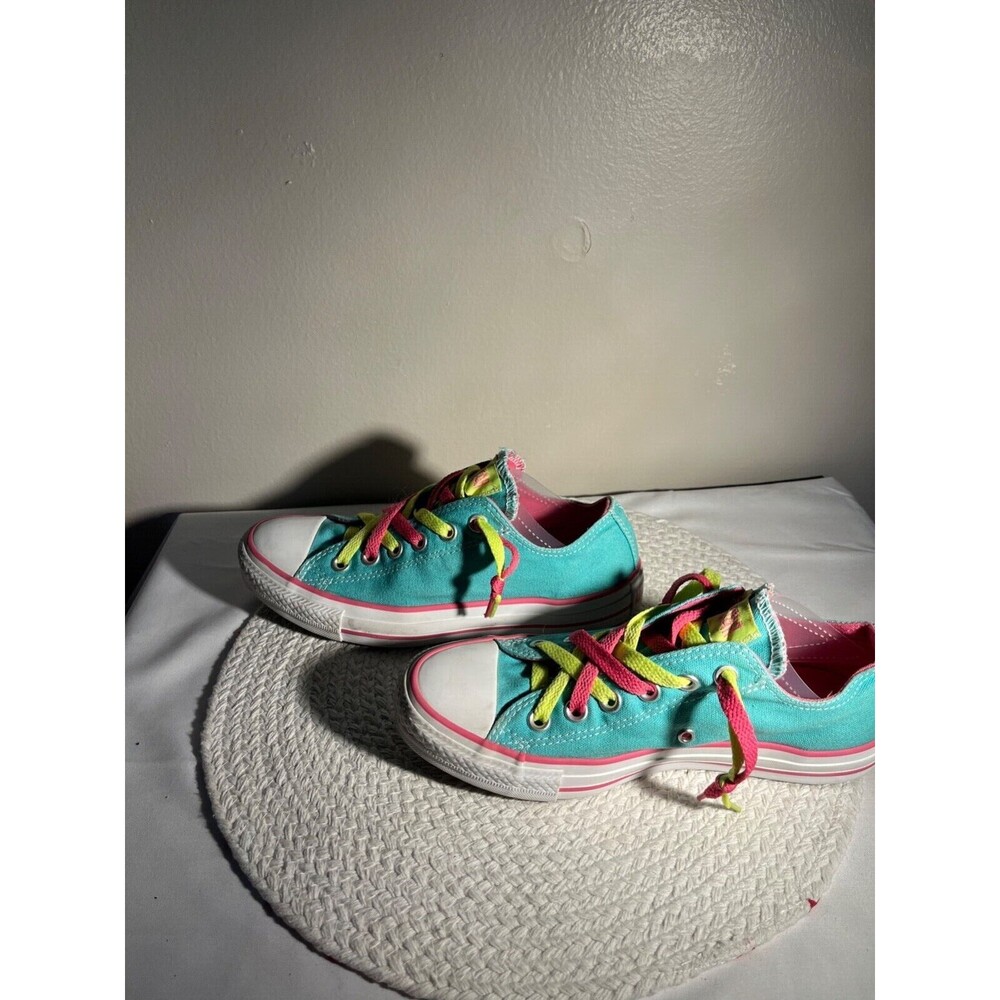 WOMENS CONVERS ALLSTAR WOMENS SNEAKERS DOUBLE LACES AQUA SIZE 7 - Picture 4 of 6